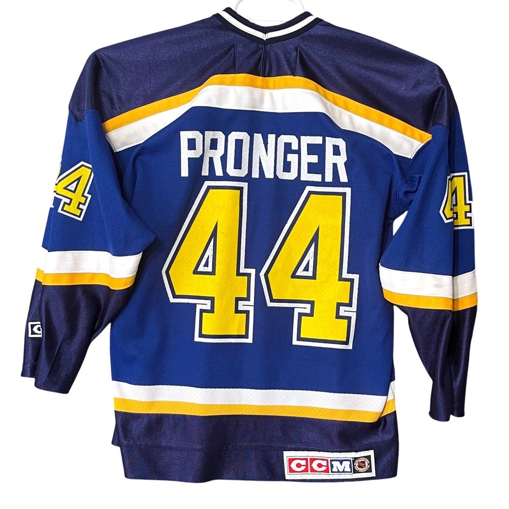 CCM St Louis Blues Chris Pronger 44 Hockey Jersey Boys L/XL Blue Vintage NHL